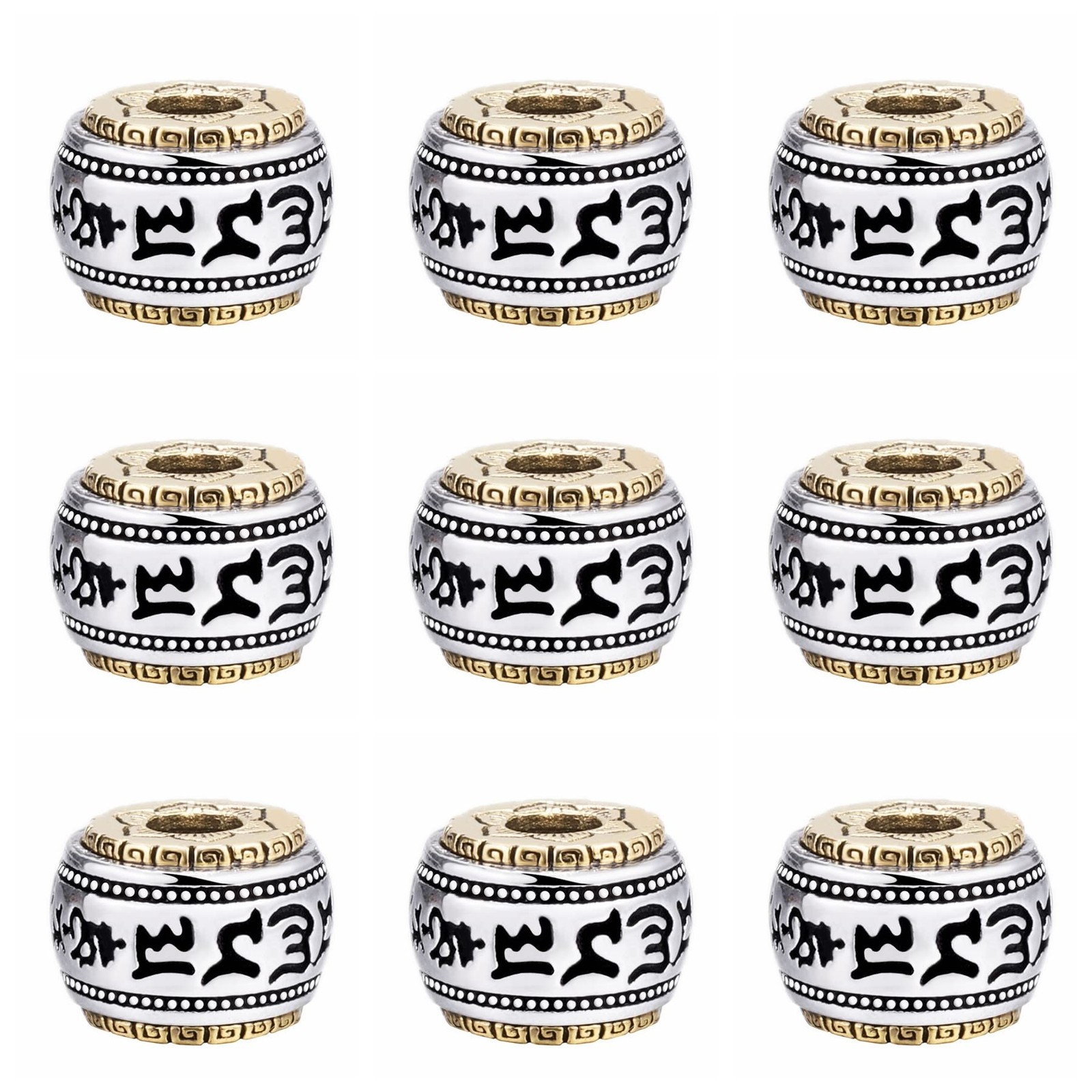 15pcs Tibetan Buddhist Mantra Om Mani Padme Hum/Pixiu Beads for Men Women wit...