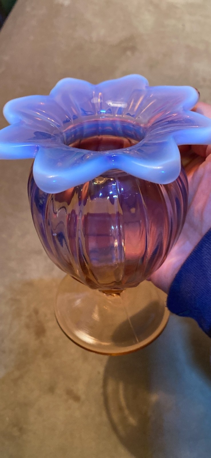 Vintage 1981 Westmoreland Pink Opalescent Carnival Glass