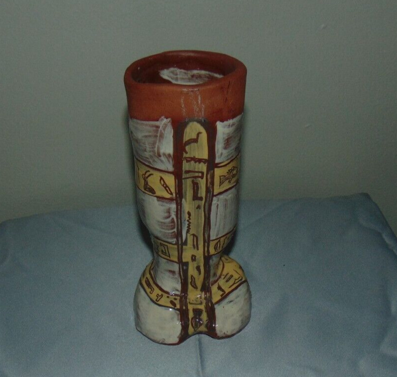 Red Clay Pottery Hieroglyphs Signed Smock Southwester Boot Shaped