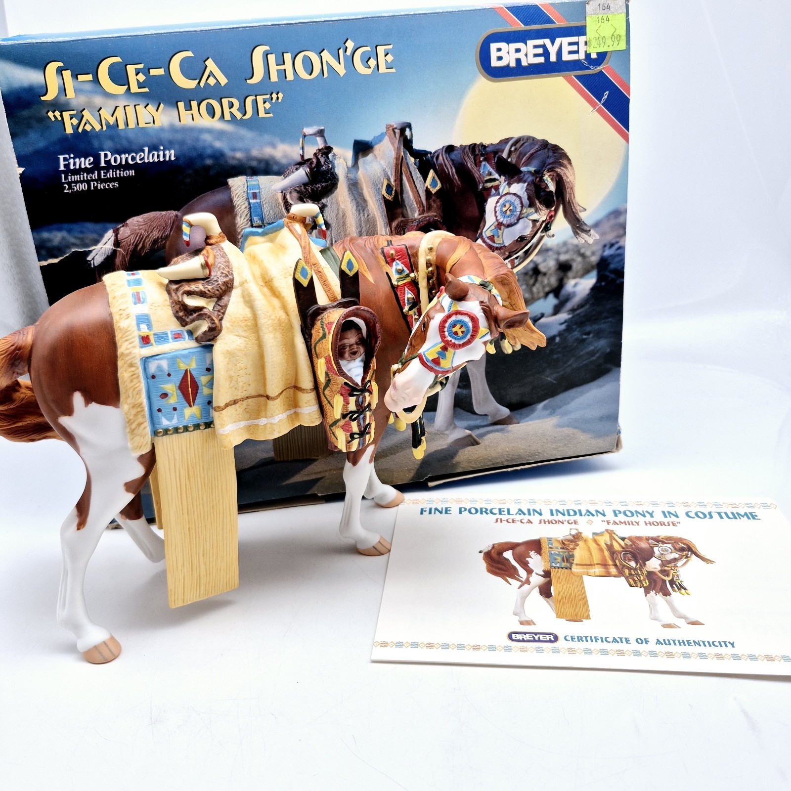 Breyer Si-Ce-Ca Shon’ge Porcelain Family Horse Indian Pony with Papoose in Box 