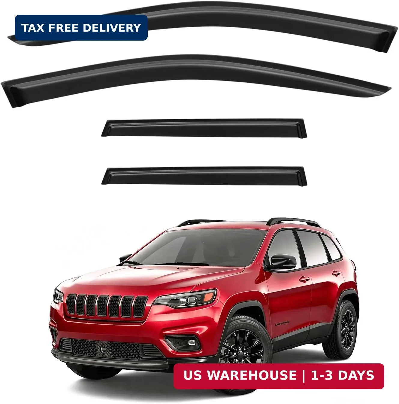 Rain Guards for 2014-2023 Jeep Cherokee, Out-Channel Window Visor Shields Vent D