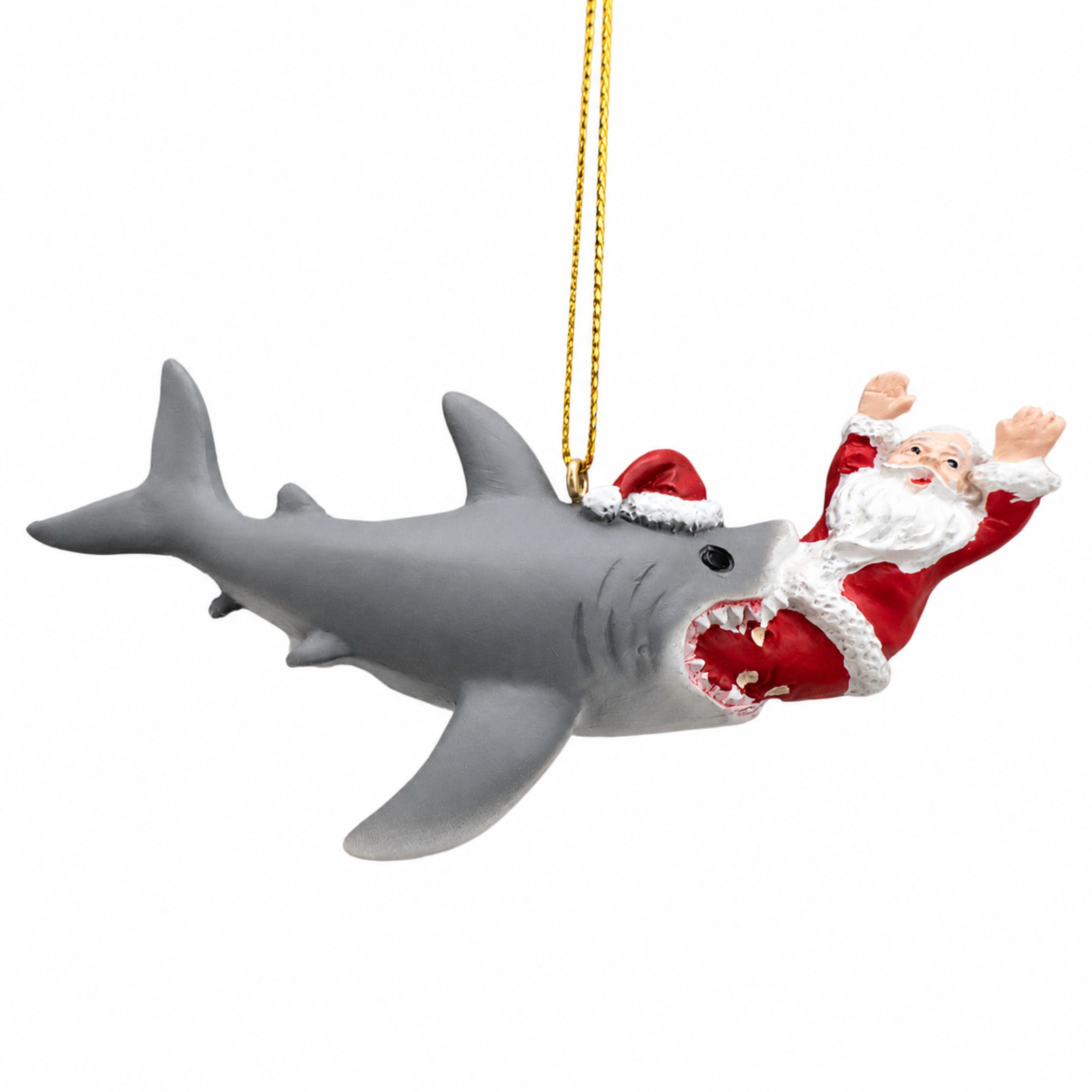 Shark Attack On Santa Claus Christmas Tree Funny Ornament