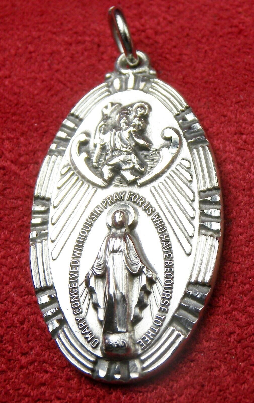 RARE WWII Chaplain's 10 GRAMS Sterling St. Christopher Catholic Miraculous Medal