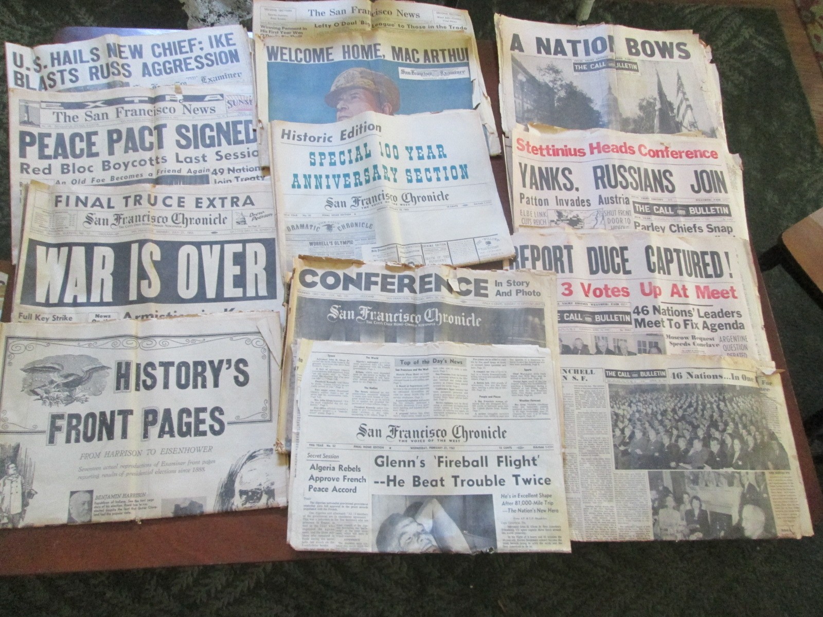 Vintage Lot of Newspapers World War II man on the moon presidents 1945 1951 1953