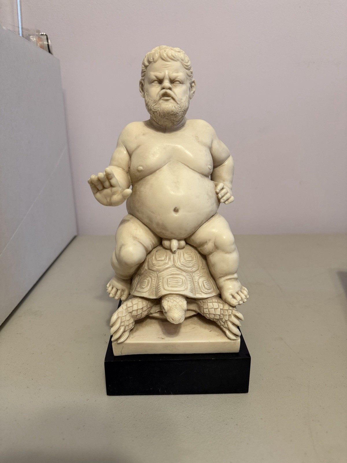 Vintage G. Ruggeri Bacchus on a Turtle Alabaster & Resin Sculpture 9 1/2 “ Tall