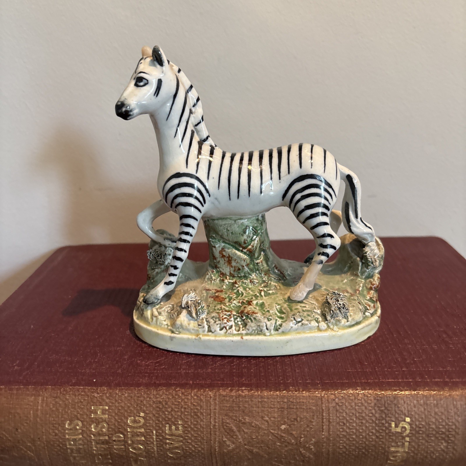 Antique Staffordshire Zebra Rare A/F. Late 1800’s.  Collectible Figuerine