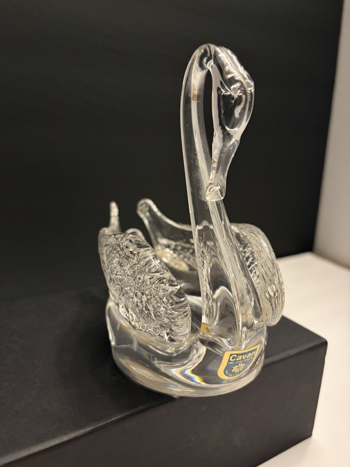 Vintage Cavan Crystal full lead crystal swan figurine, handmade in Ireland.