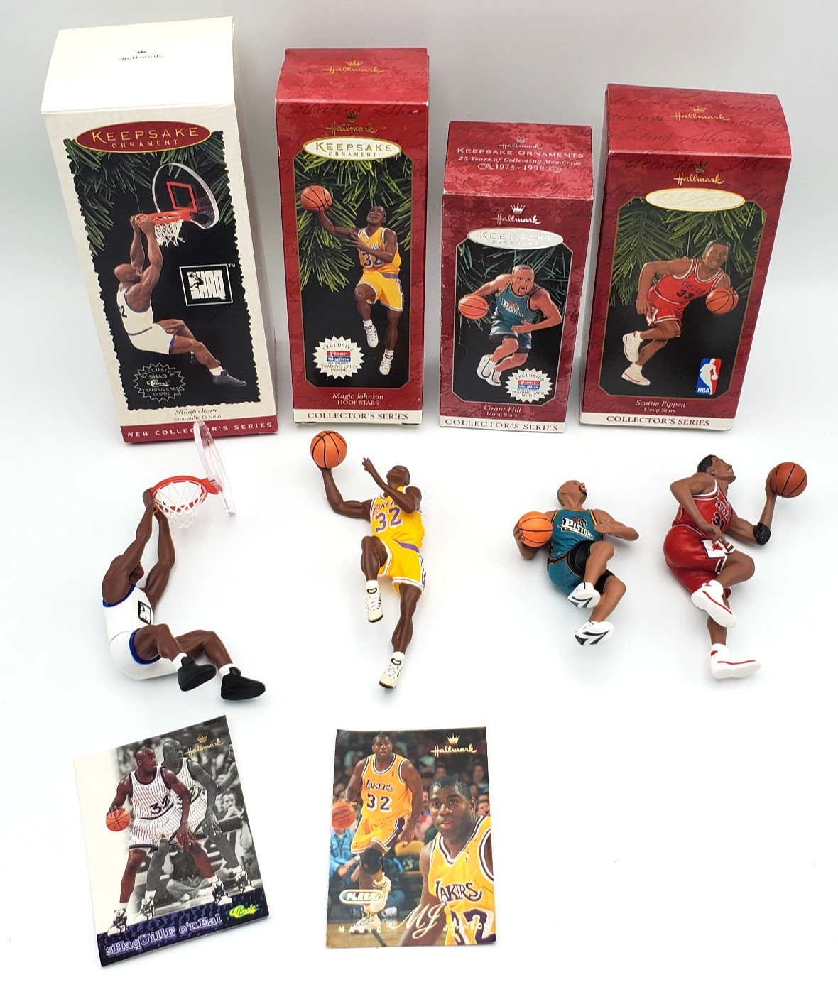 4 Hallmark Ornaments Hoop Stars Basketball Player Shaquille Pippen Johnson Hill