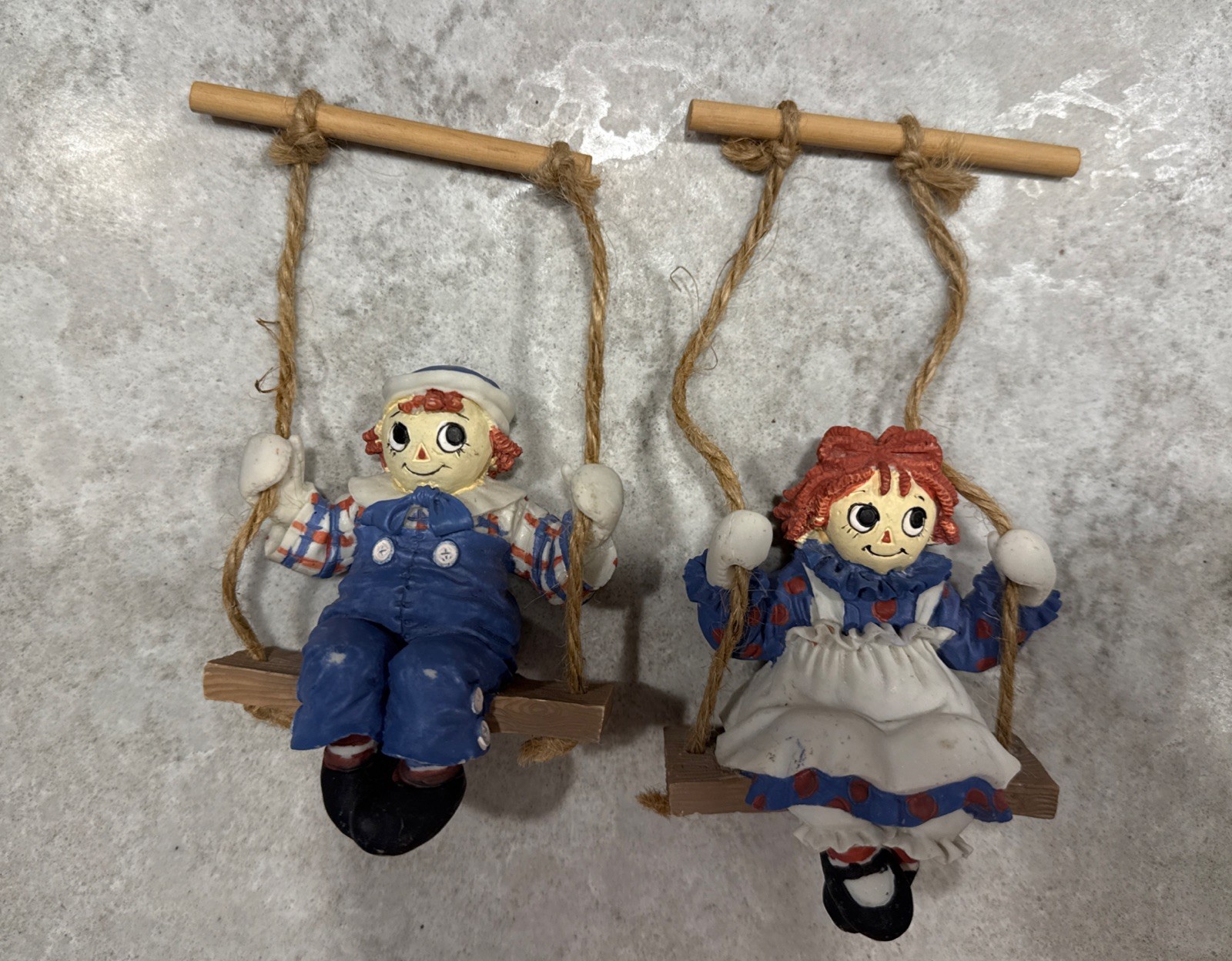 1990 Mac Milllan Inc Raggedy Ann/Andy Set of Two Ceramic Figurines