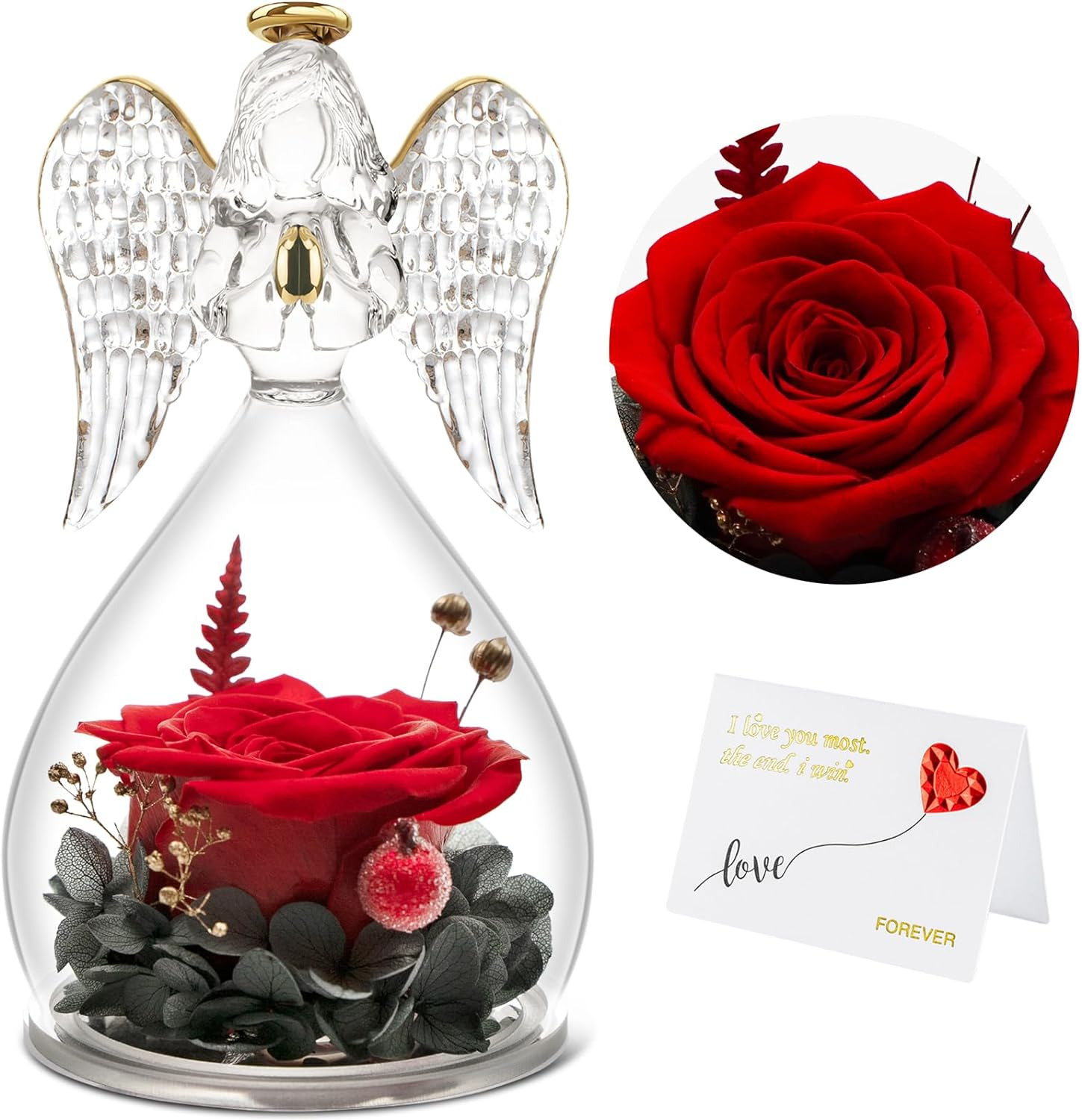Mom Birthday Gifts for Mom, Angel Figurines with Real Rose Gifts for Her Mom Gra