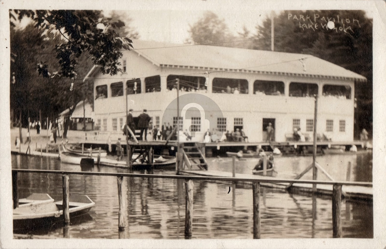 c1910's Lake Winola Pennsylvania PA Boats RPPC Photo Postcard COPY