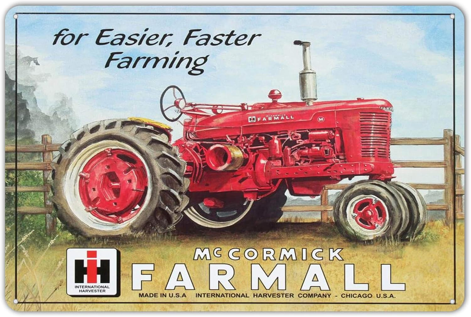 Farmall Model M Tractor IH Fast Farming Equipment Vintage Style Metal Tin Sign 8