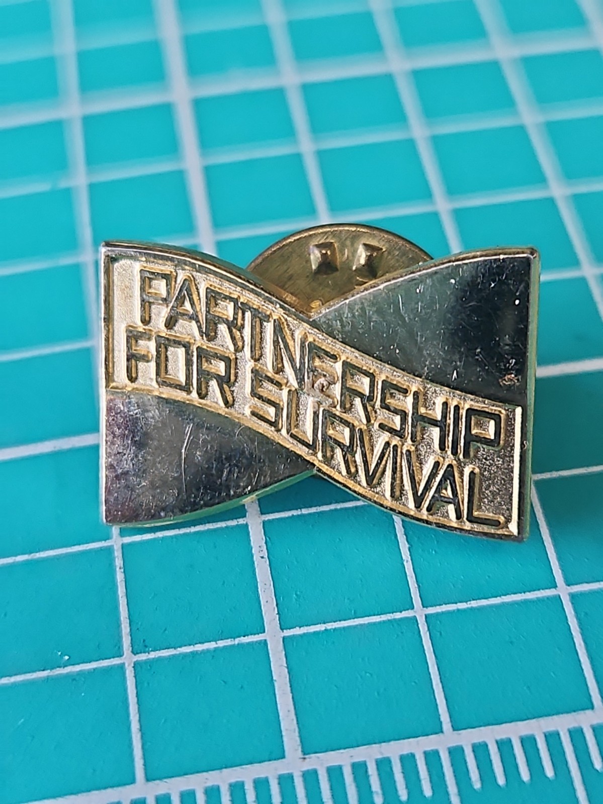 Vtg Partnership For Survival Gold Tone Lapel Pin Vtg Partnership For Survival Gold Tone Lapel Pin