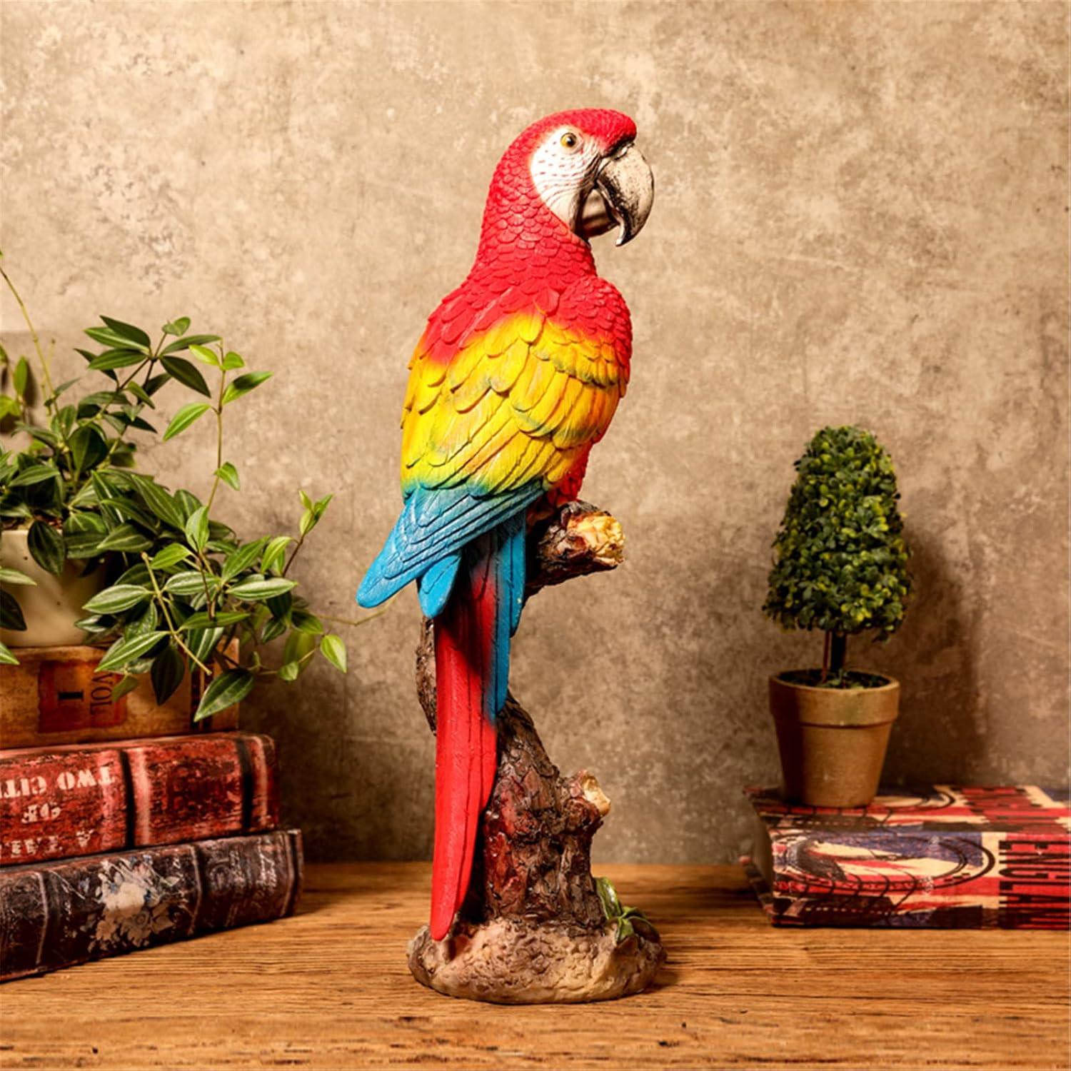 Macaw Parrot Tree Hugger Garden Statue, Resin Parrot Figurine - Lifelike Tropica