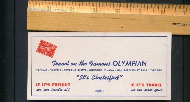 CMStP&P RR Milwaukee Road small blotter Olympian 1920's or 1930's
