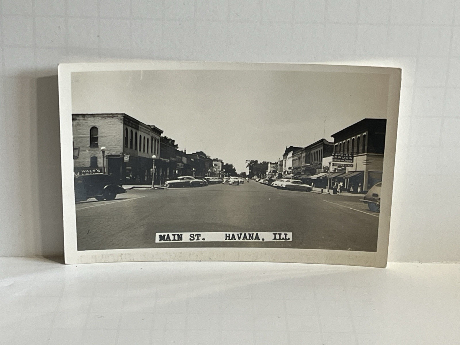 RPPC Havana Illinois IL View of Main St Whalen Drug Store Old Car Postcard B67