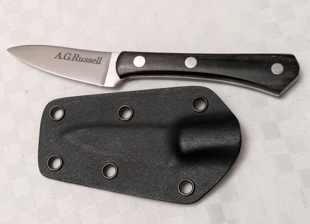 Vintage A.G. Russell Woodswalker Fixed Blade Hunting Knife w/ Kydex Sheath