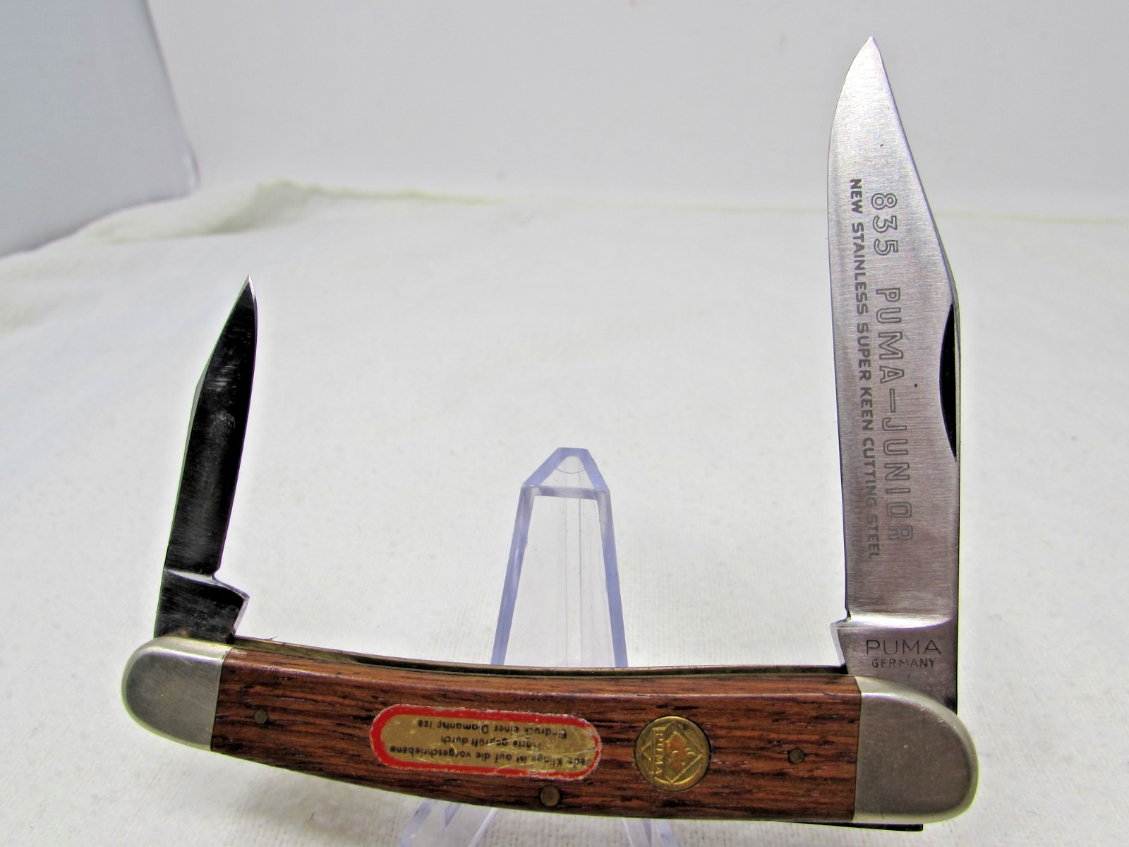 NOS 835 Puma Junior Made in Germany 2 Blade Stainless Steel Knife Etched Blade