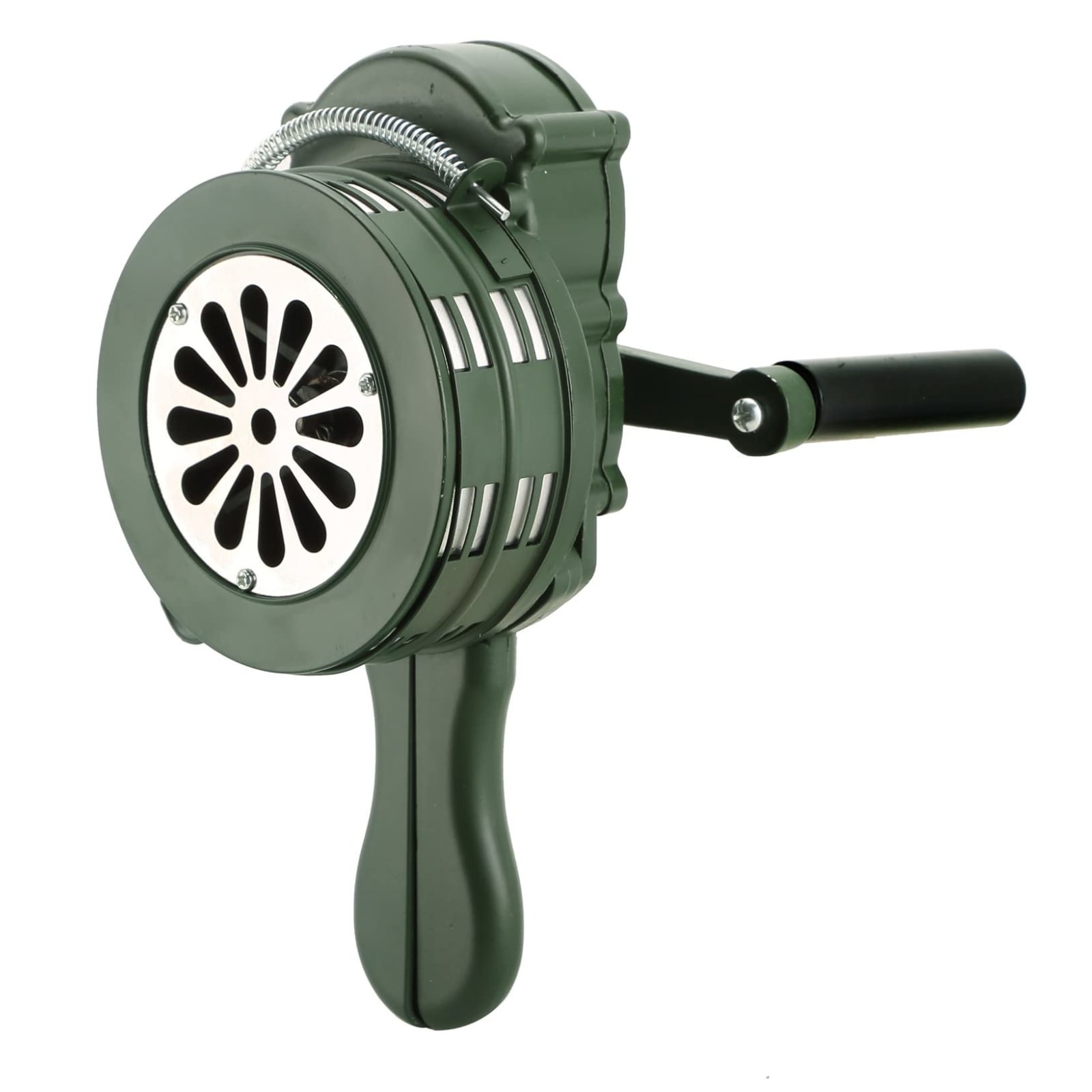 110dB Hand Crank Air Raid Siren Medium Green Aluminium Alloy Folding Handle