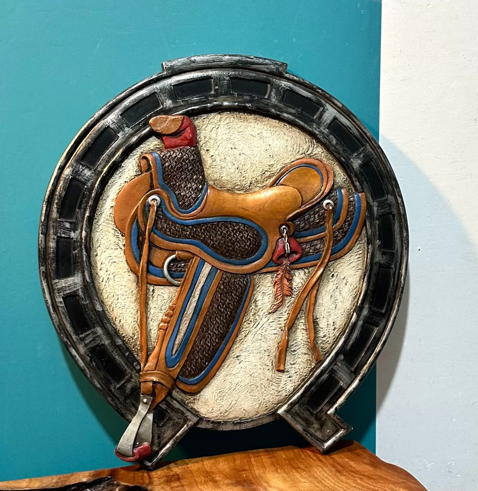 Western Horseshoe Saddle Wall Plaque Rustic Cowboy Ranch Farmhouse Decor Western Horseshoe Saddle Wall Plaque Rustic Cowboy Ranch Farmhouse Decor