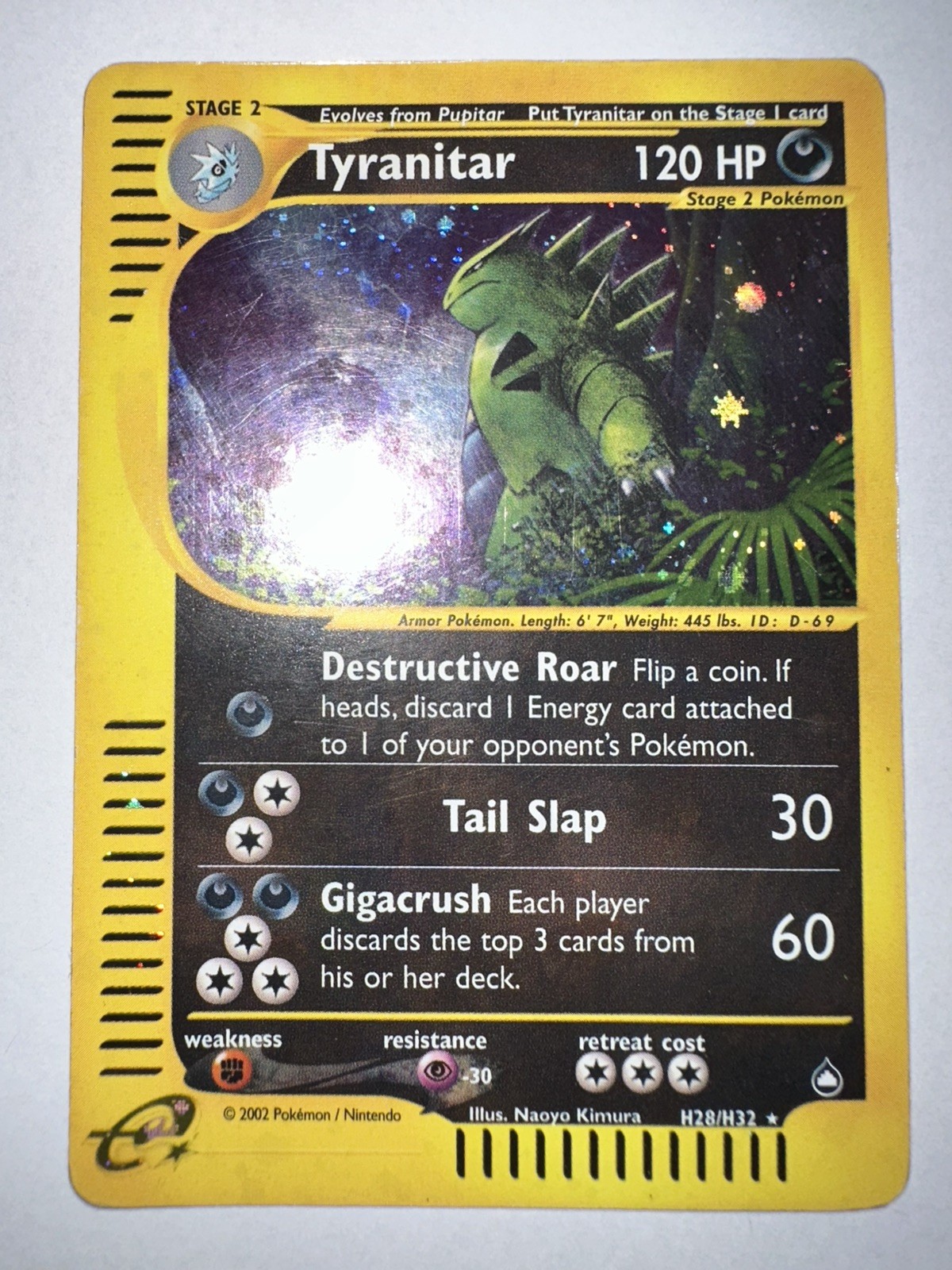 Tyranitar H28/H32 Aquapolis Holo Ultra Rare Pokemon TCG e-reader - Holo Swirl