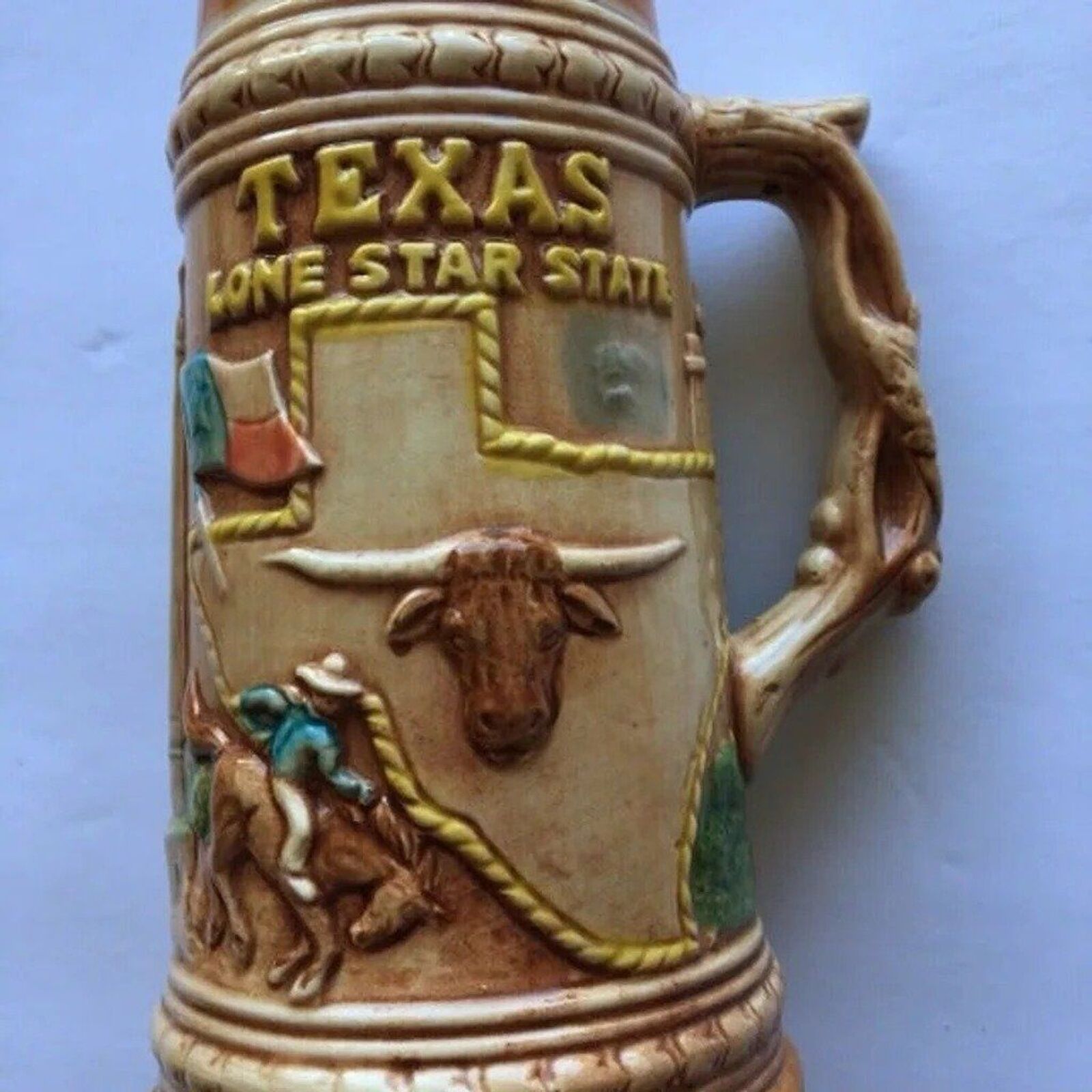 Placo Texas Lone Star State Ceramic Tankard Stein Mug Vintage Collectible