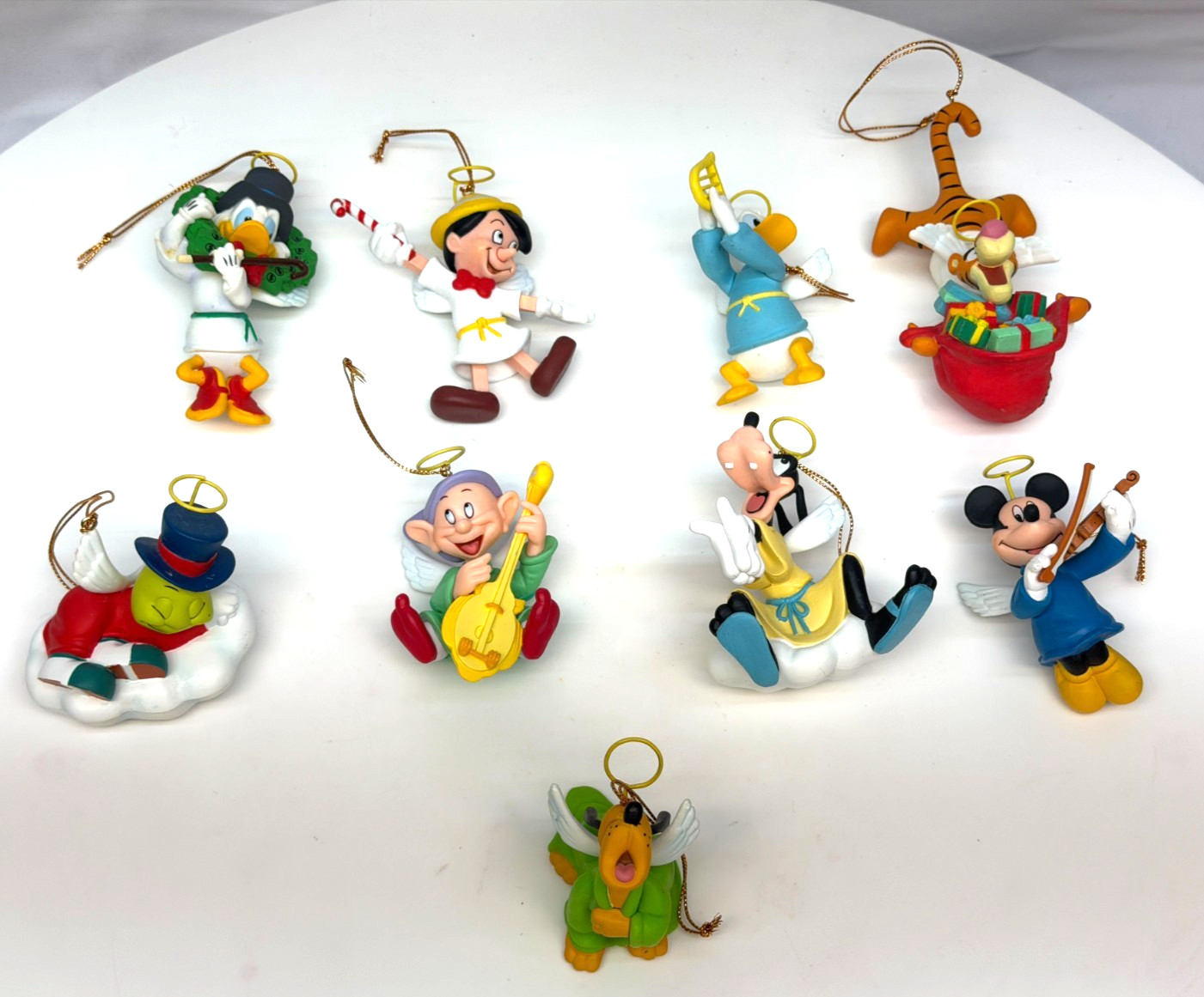 Lot Of 9 Disney Grolier Christmas Ornaments Halos Mickey Pinnochio Pluto Tigger Lot Of 9 Disney Grolier Christmas Ornaments Halos Mickey Pinnochio Pluto Tigger