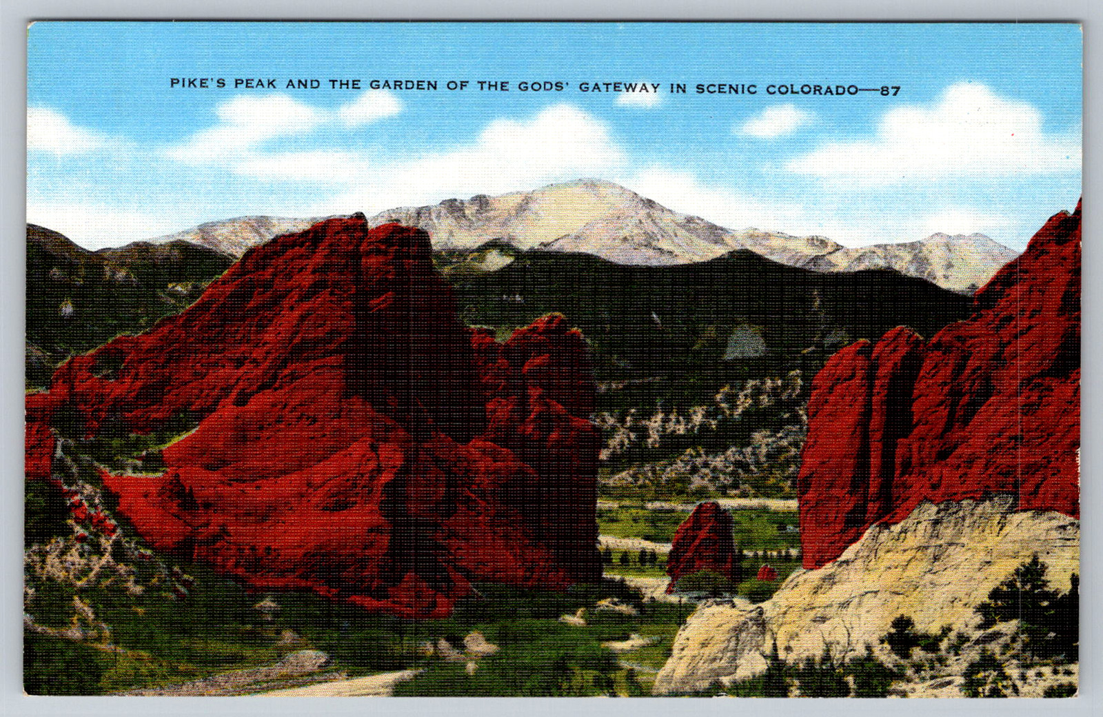 c1940s Pike's Peak Garden of the Gods Colorado Scenic Postcard