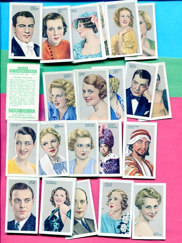 1935 GALLAHER LTD. CIGARETTES STARS OF SCREEN & STAGE 48 TOBACCO CARD SET