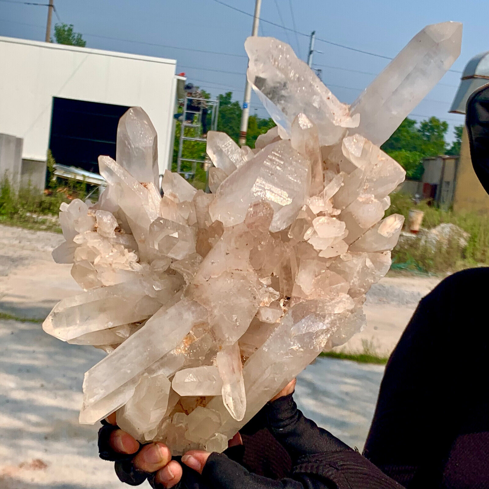 6.42LB A+++Large Natural white Crystal Himalayan quartz cluster /mineralsls