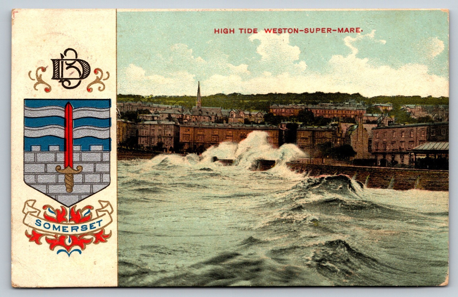 High Tide Weston-Super-Mare England Vintage Postcard