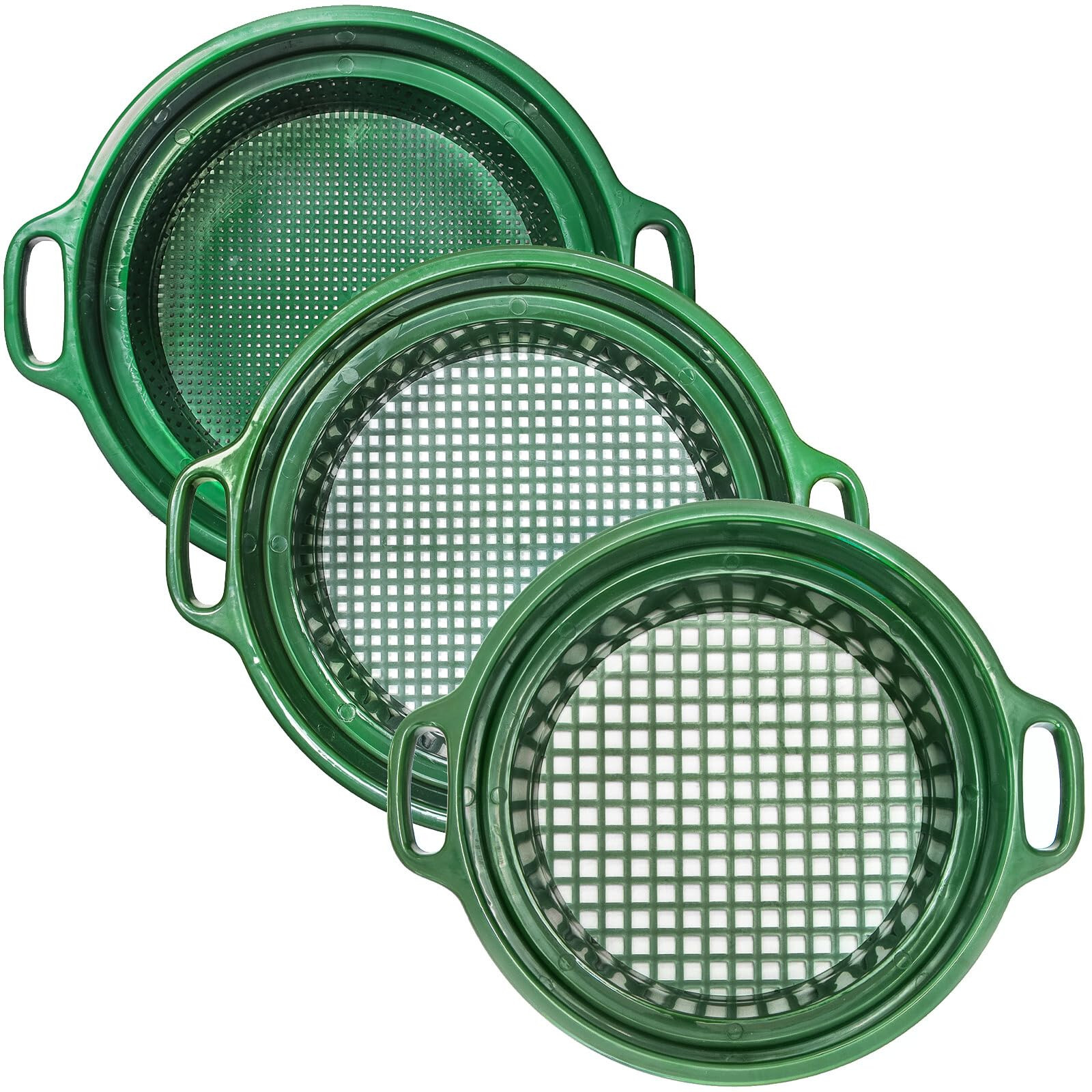 3 Piece Coarse Classifier Screen Sieve Set with Side Handles (1/2, 1/4, 1/8)