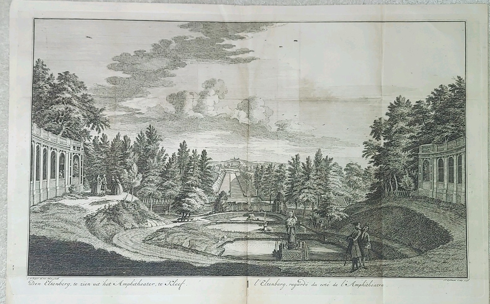 1746 Original Copperplate Engraving Amphitheater Landscape 11x17\