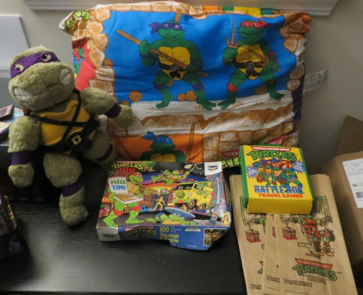 Teenage Mutant Ninja Turtles Vintage Lot Pillow Games Puzzle Plush 1980s 1991