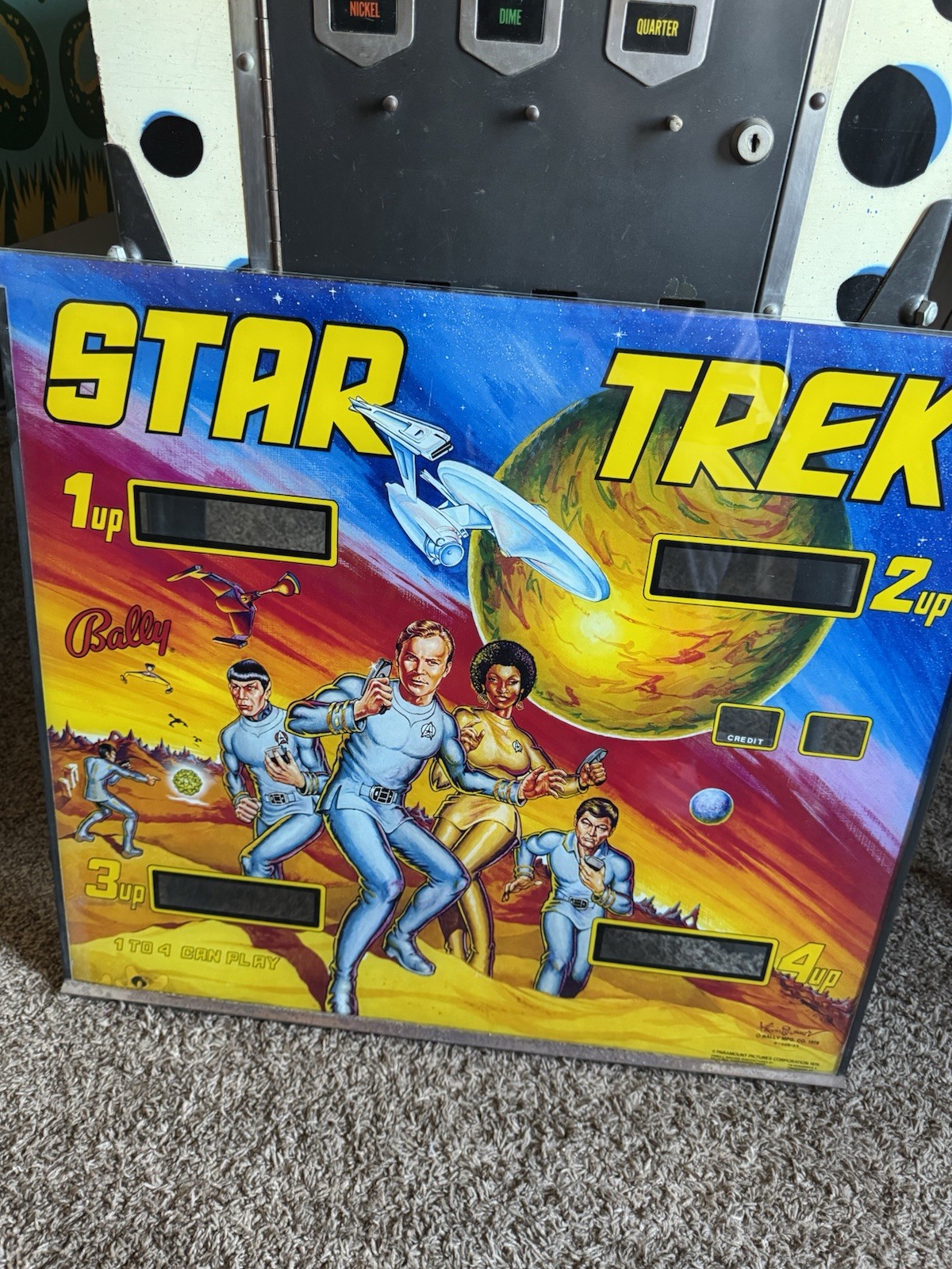 Star Trek TOS 1978 Bally Pinball Original Back Glass Captain Kirk 28 1/4 x 26 Star Trek TOS 1978 Bally Pinball Original Back Glass Captain Kirk 28 1/4 x 26