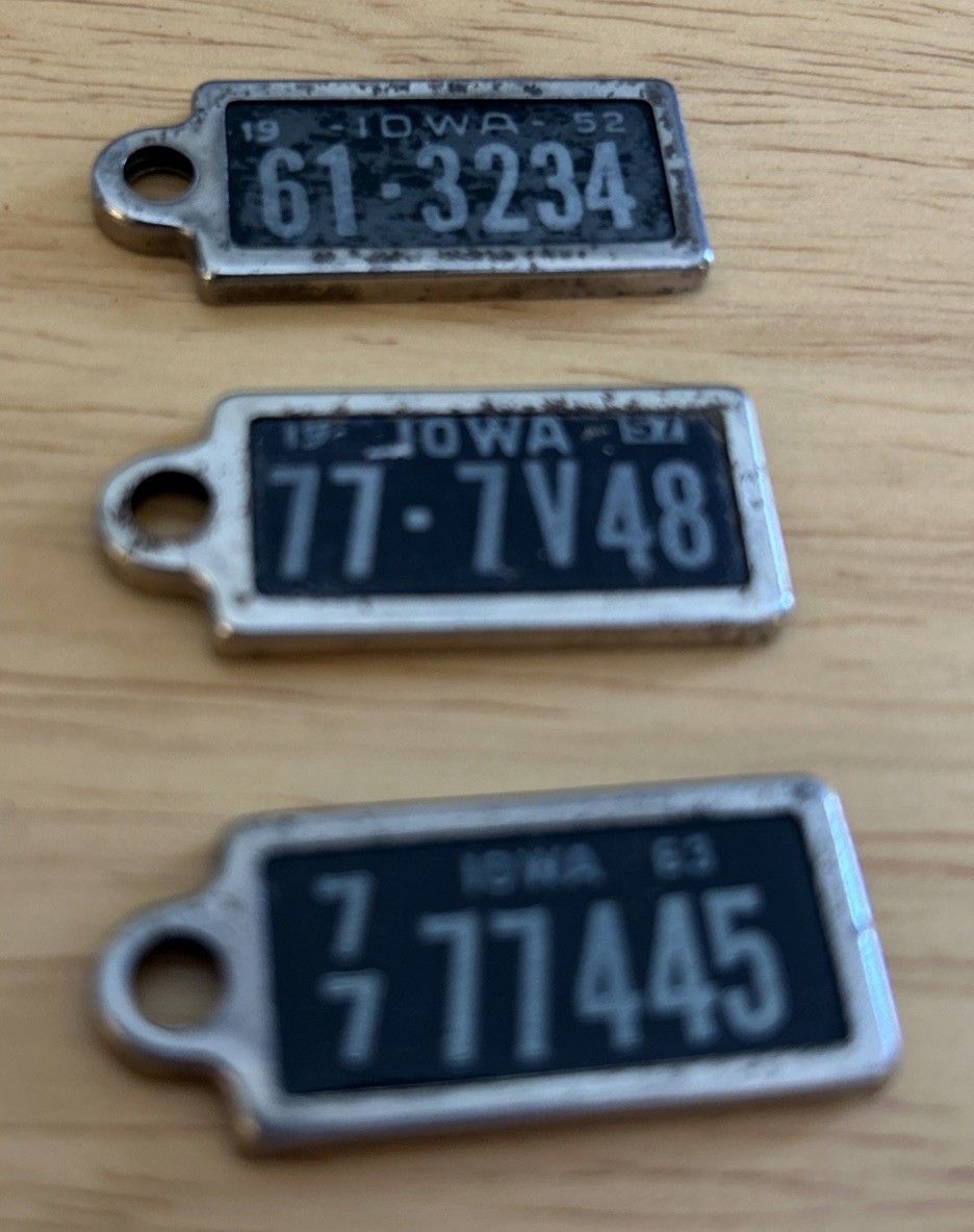Vintage Disabled American Veterans Miniature License Plate Iowa Lot 1952 57 & 63
