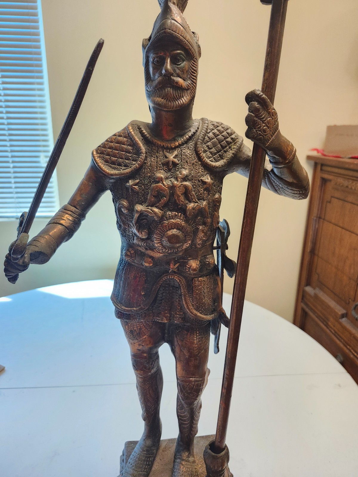 Vintage Copper Roman Soldier Figure