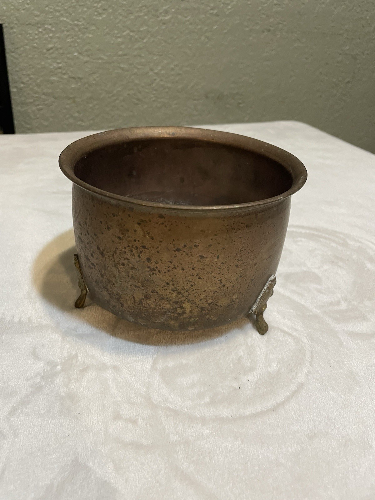 Hammered Brass Footed Planter Censer Pot Jardiniere Cachepot Cuspidor Spittoon