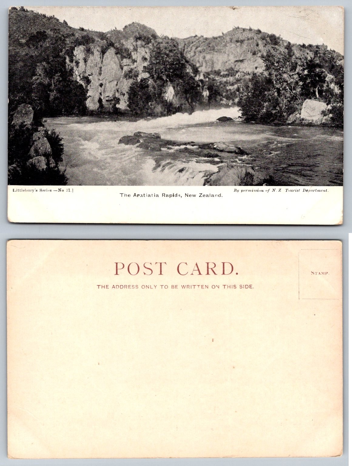 Vintage RPPC Aratiatia Rapids New Zealand Littlebury's Series Postcard 1910s