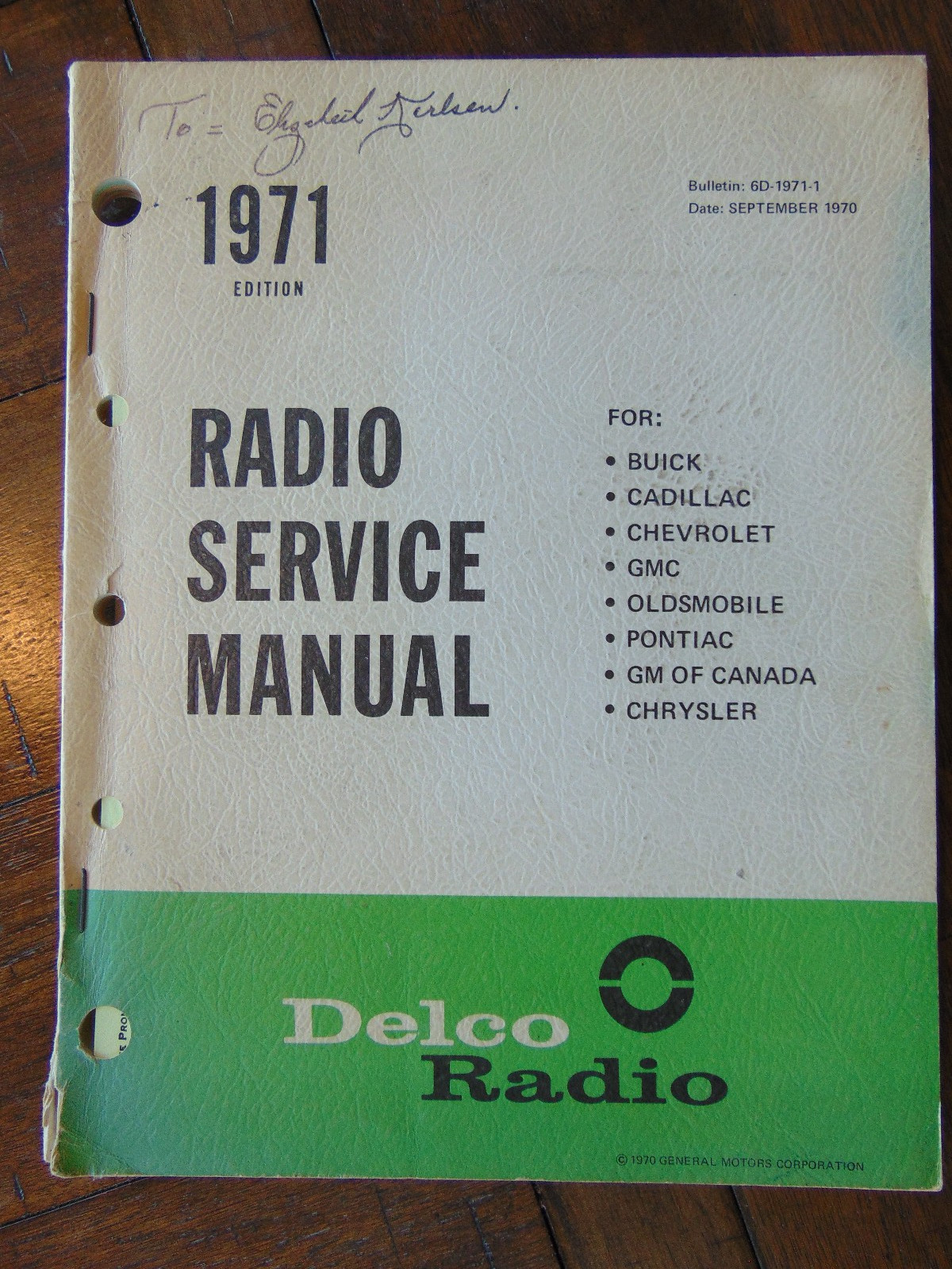 Vintage Original 1971 Delco Radio Service Manual