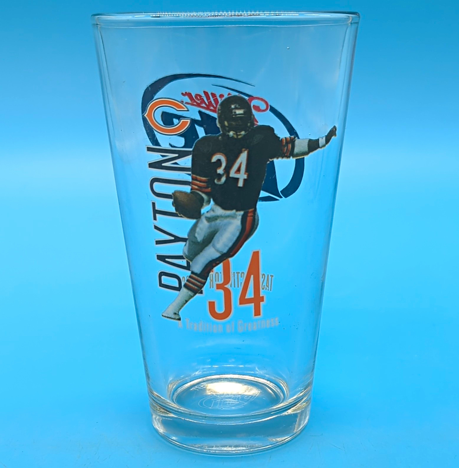 Miller Lite Taste Activator Pint Glass Chicago Bears Walter Payton #34