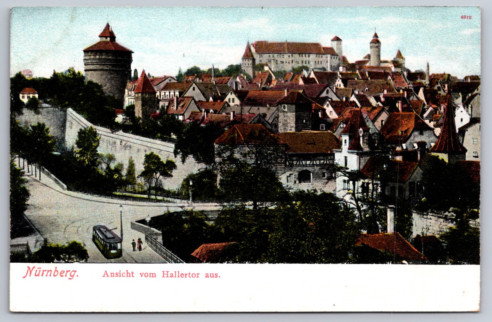Nurnberg Germany From Hallertor Gate Toward Nuremberg Castle Antique Postcard