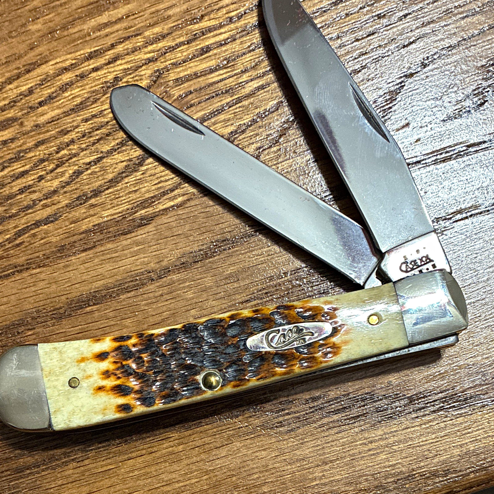 Case XX USA 6254 SS 2-Blade Amber Bone Trapper