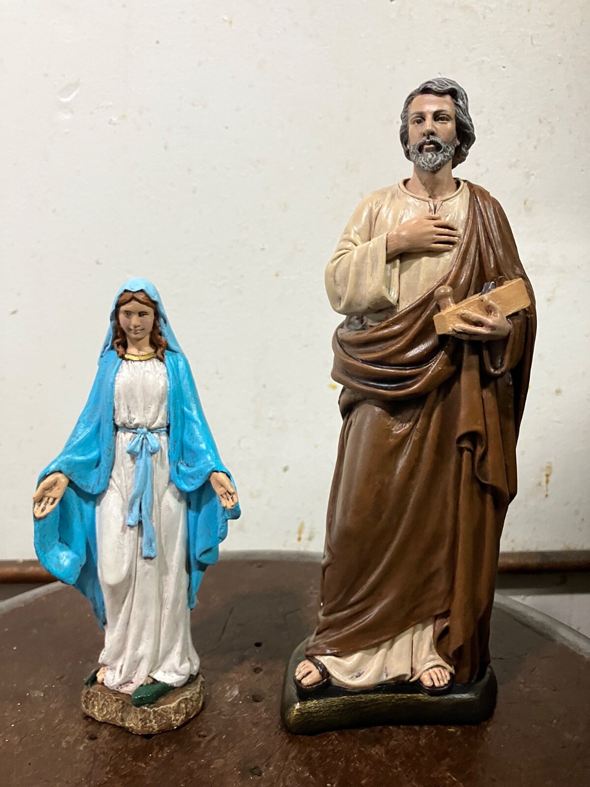 mary and joseph statue handmade crafted in USA 6 1/4” Mary and 9” Joseph