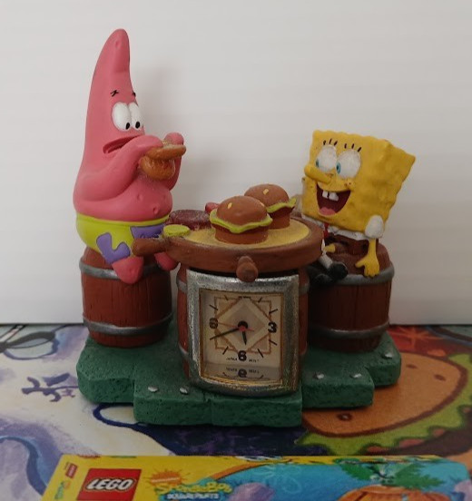 Vintage 2002 VIacom SPONGEBOB SQUAREPANTS  Mini Clock **SPONGE Missing  Arm**