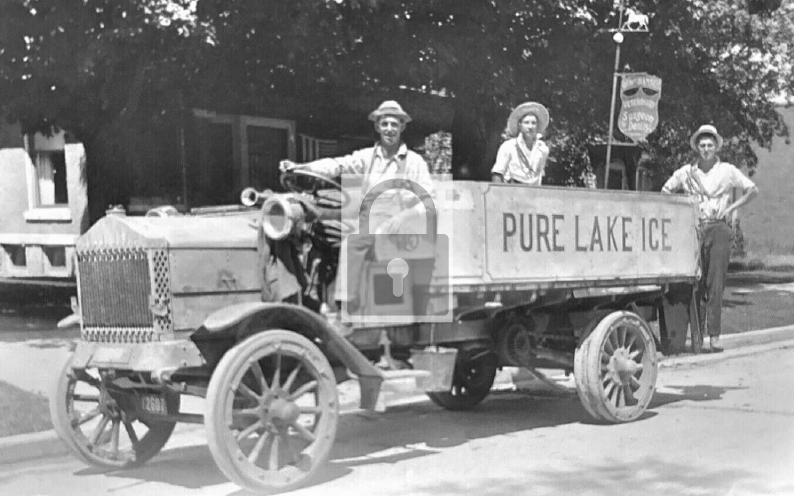 Pure Lake Ice Delivery Truck Greenville Michigan MI Reprint Postcard