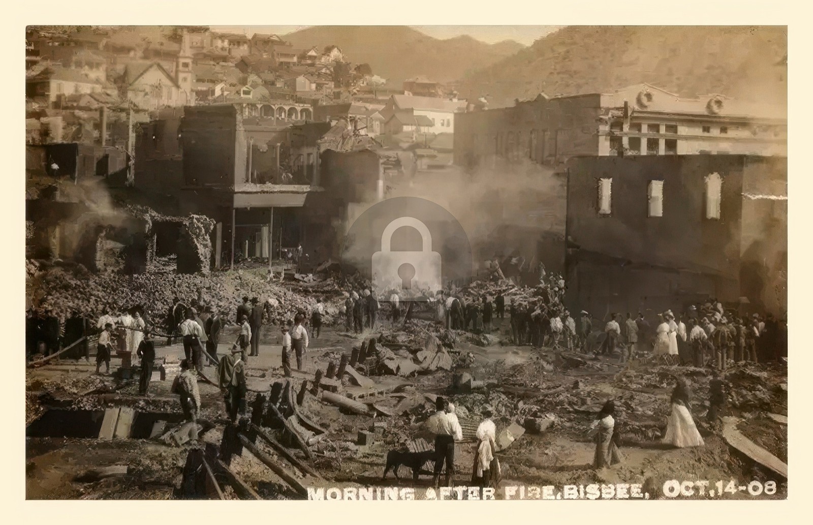 1908 Bisbee AZ Arizona Morning after the Great Fire RPPC Photo Postcard COPY
