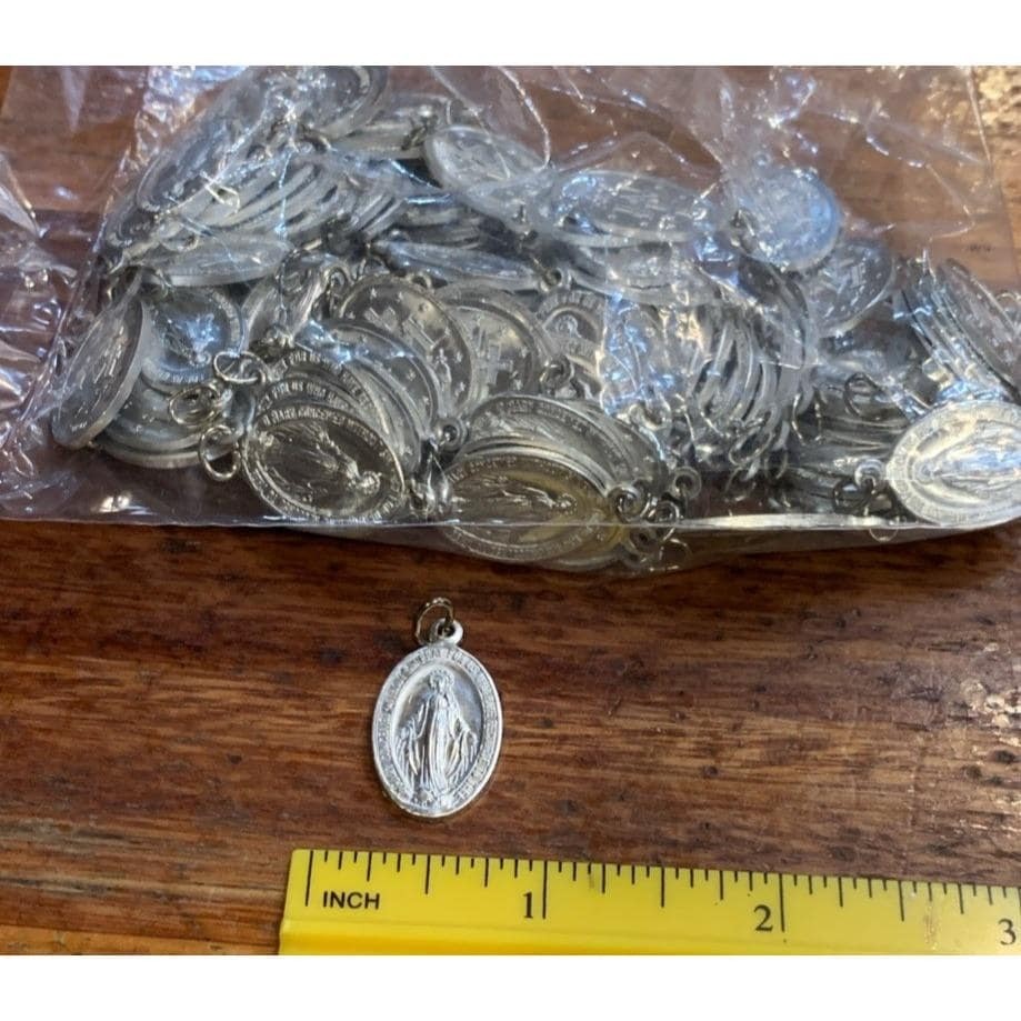 Miraculous Medals, Lot Of 100 pcs Metal Catholic Devotion Bulk 5/8” Wide