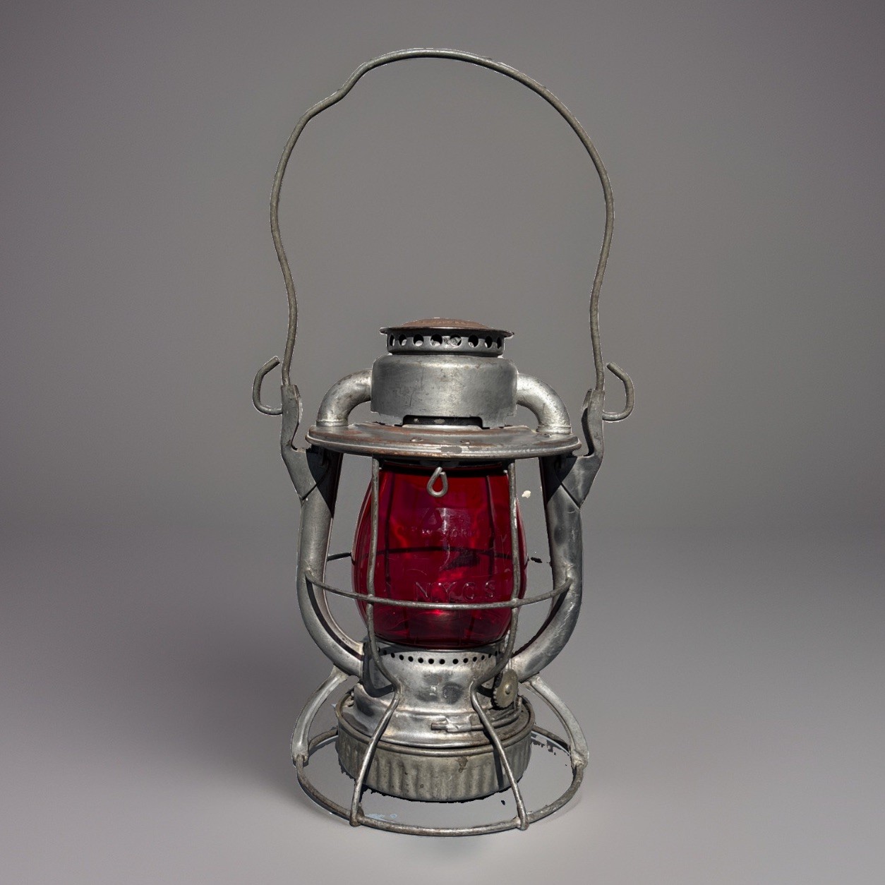 Vintage New York Central System NYCS Railroad Dietz Vesta Cage Lantern Red Globe