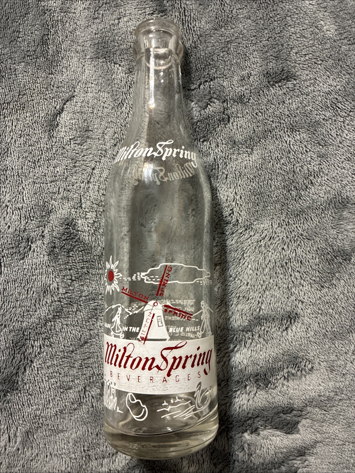 Vintage Milton Spring Beverages Acl Soda Bottle: Charles Copeland Milton, Mass.